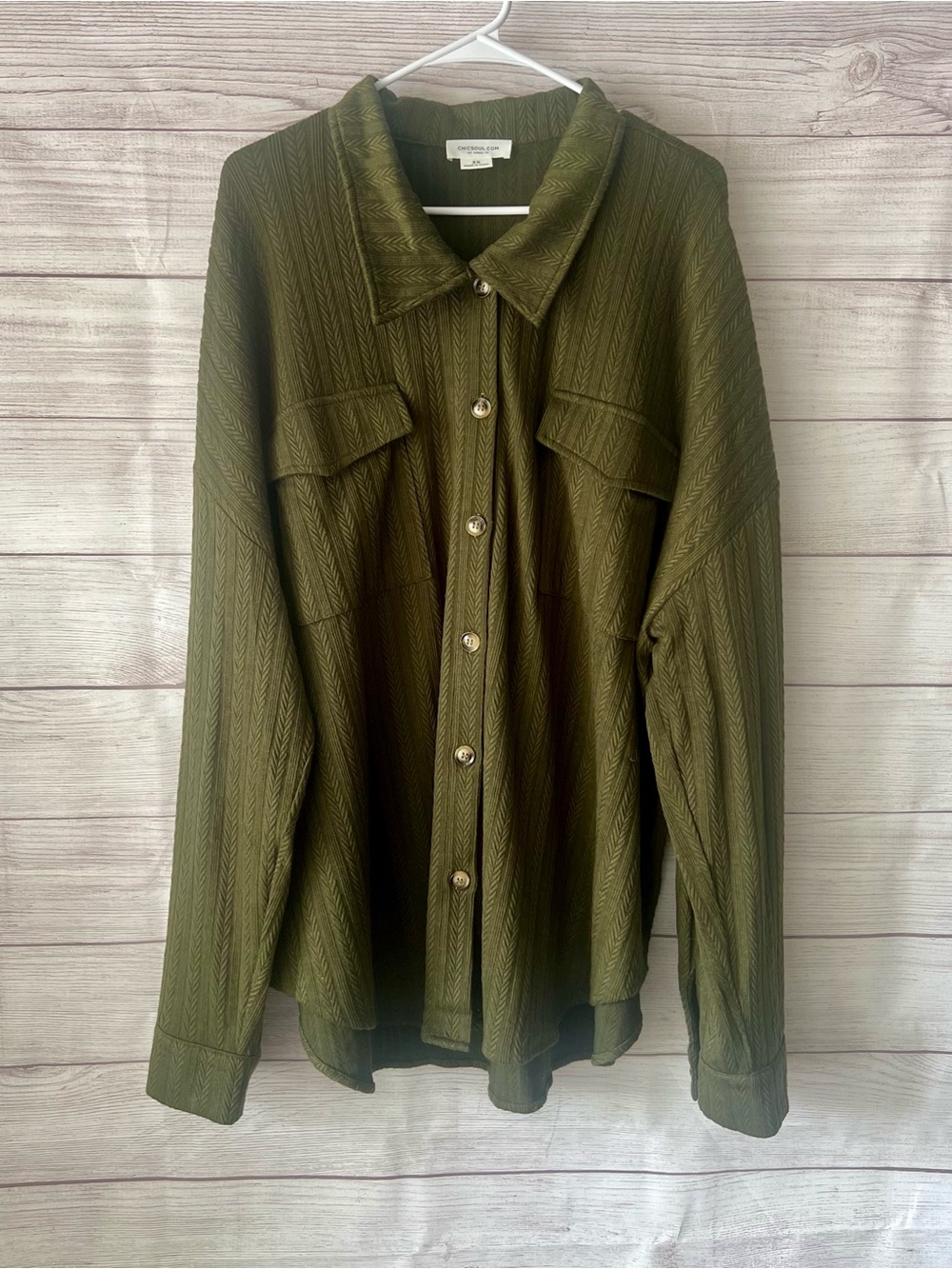 Olive Green Women's Button-Up Sweater/Jacket